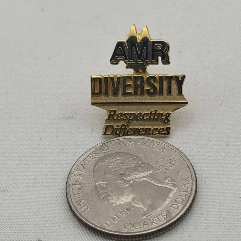 AMR Diversity Respecting Differences Eagle Gold Tone Lapel Hat Pin EMS Pinback